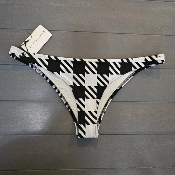 Solid & Striped Women's Black Gingham The Eva Bikini Bottom Size XL - Picture 3 of 12